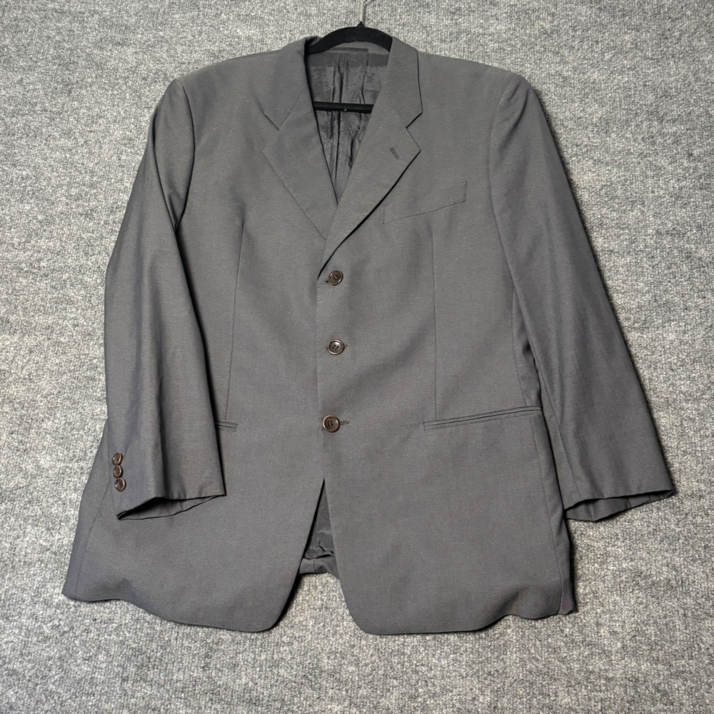 Armani Collezioni Wool 3 Button Blazer Jacket Men's gray Size 46 made in Italy